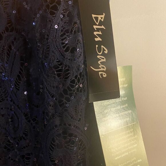 NWT Blu Sage Lace Special occasion Dress Sz 8 Dk Blue - Picture 5 of 6
